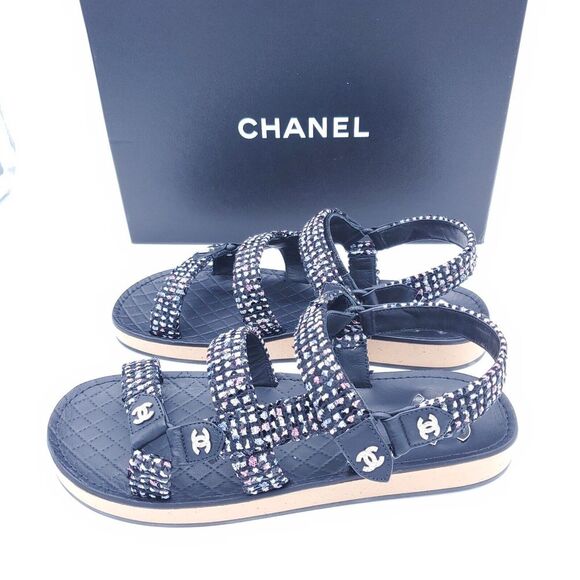 Chanel Black Glittered Tweed & Lambskin Black, Blue, Pink & White 23P NIB - Picture 3 of 9